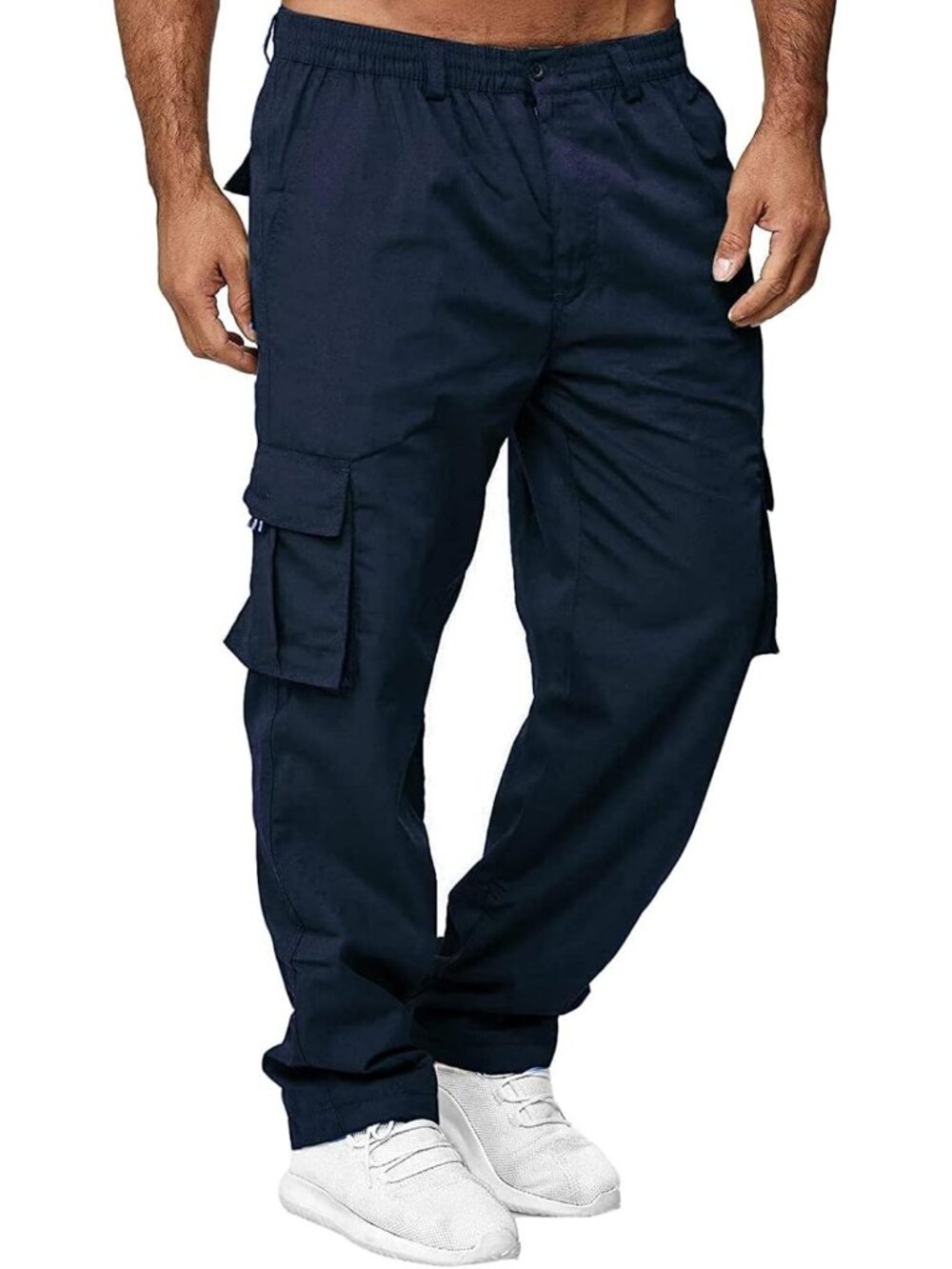 Men's Cargo Pants with Pockets Cotton Hiking Sweatpants Casual Athletic Jogger S